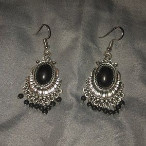 black dangle earrings